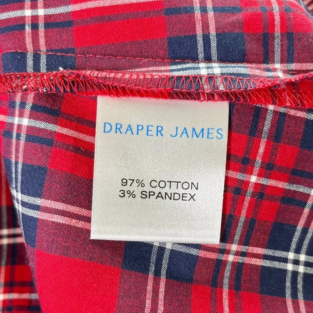Draper James Red Plaid Button-Down Ruffle Front Top - Picture 6 of 7